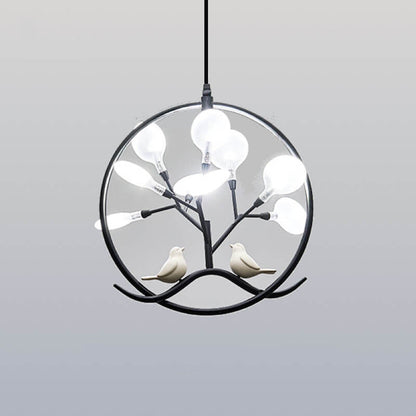 Nordic Metal Circular Bird Branch 9-light Chandelier