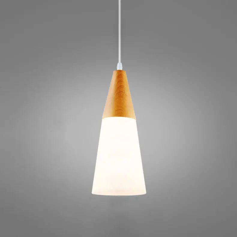 Nordic Wood Grain Glass Cone Shaped 1-light Pendant Light Lumendat