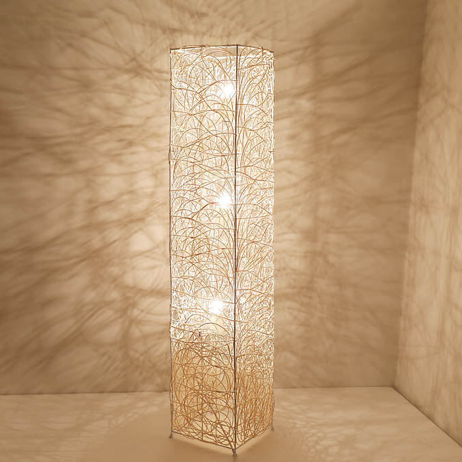Minimalist Rattan Weaving Column Shaped 3-Light Standing Floor Lamp Lumendat