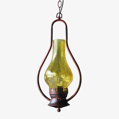 Vintage Kerosene Cracked Glass Shade 1-light Pendant Light BulbSquare