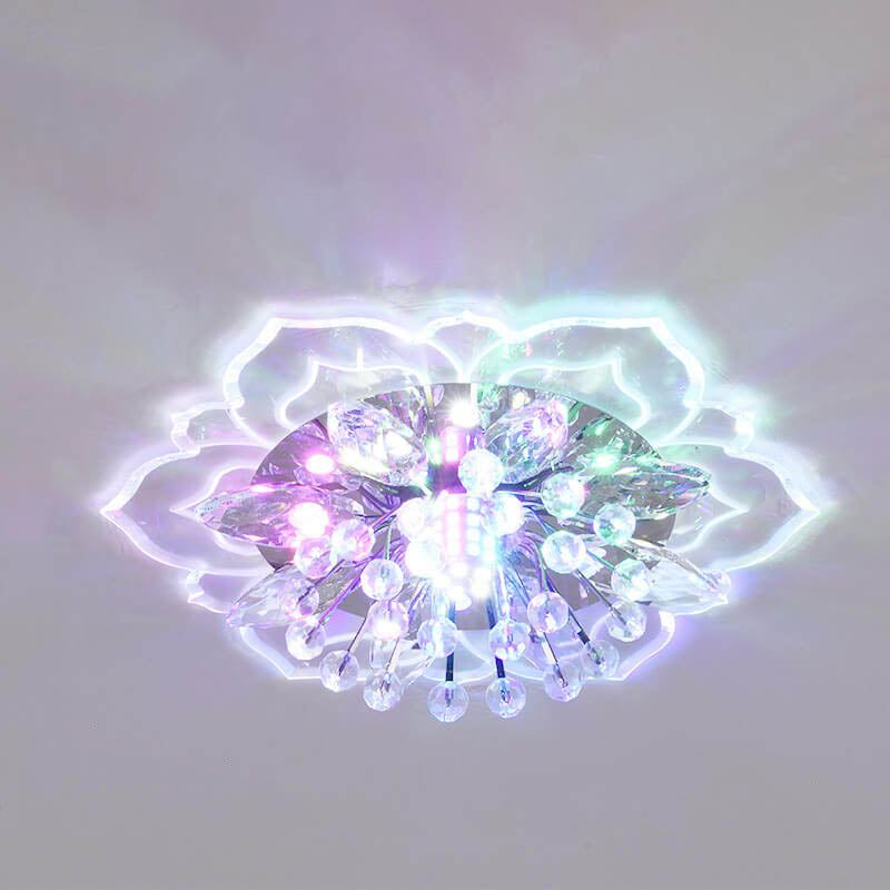 Modern Crystal Flower Shape LED Flush Mount Ceiling Light BulbSquare