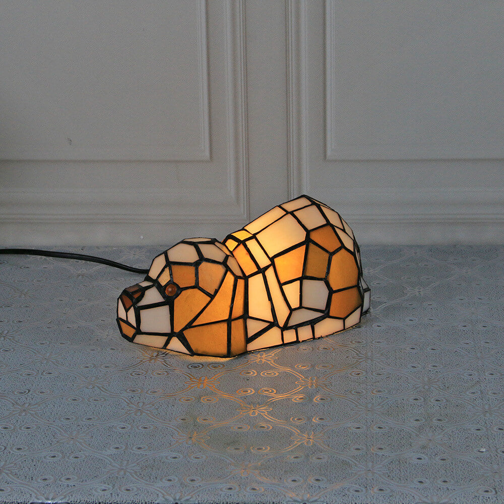 Tiffany Creative Cats /Dogs Stained Glass 1-Light Night Light Table Lamp Lumendat