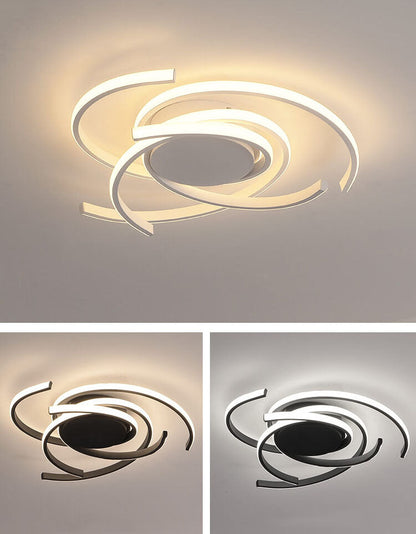 Minimalist Creative Circle Strip Aluminum Semi-flush Mount Ceiling Light