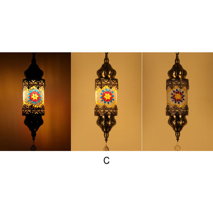 Vintage Southeast Asian Style Iron Glass 1-Light Pendant Light