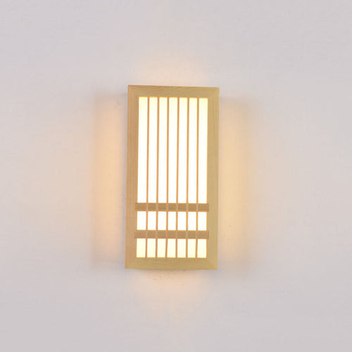 Modern Minimalist Solid Wood Acrylic Rectangular LED  Wall Sconce Lamp for Living Room