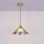 Vintage Tiffany Stained Glass Umbrella Shape 1-light Pendant Light BulbSquare
