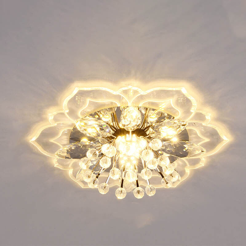 Modern Crystal Flower Shape LED Flush Mount Ceiling Light BulbSquare