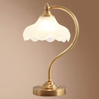 Traditional Vintage Round Copper Glass Petal Shade 1-Light Table Lamp For Bedroom Lumendat