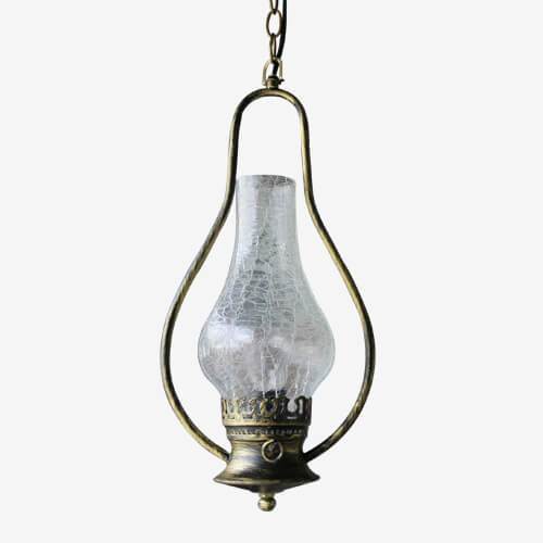Vintage Kerosene Cracked Glass Shade 1-light Pendant Light BulbSquare