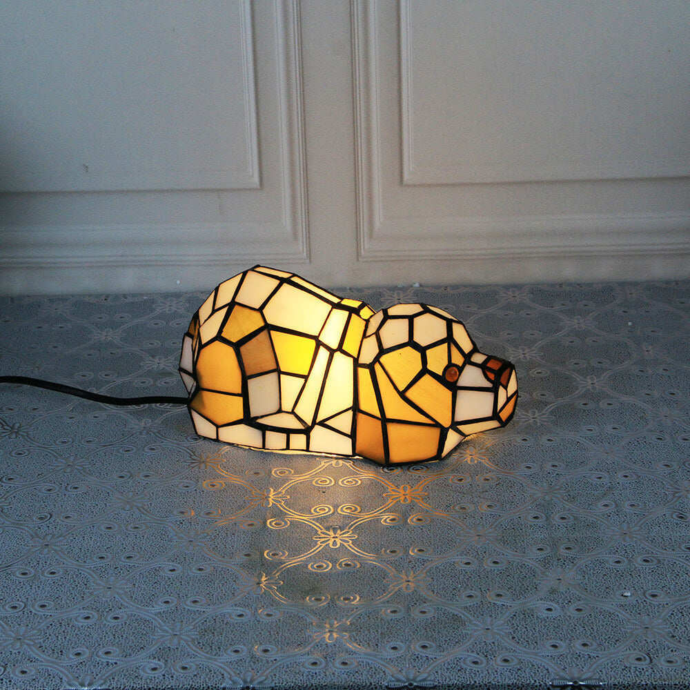 Tiffany Creative Cats /Dogs Stained Glass 1-Light Night Light Table Lamp Lumendat