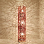 Minimalist Rattan Weaving Column Shaped 3-Light Standing Floor Lamp Lumendat