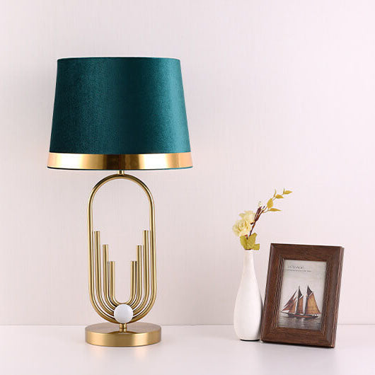 Modern Luxury Fabric Gold Oval Ring Base 1-Light Table Lamp Lumendat