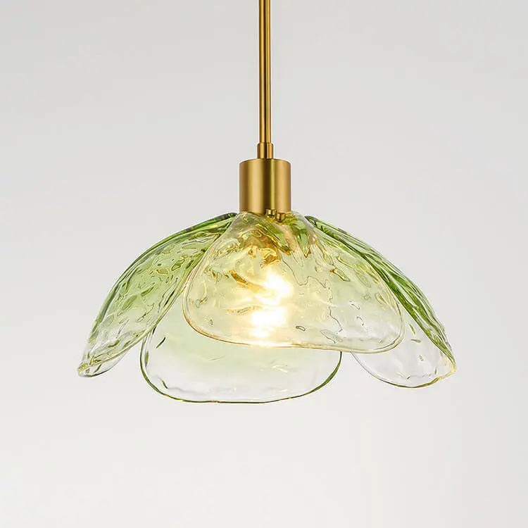 Modern Minimalist Flower-shaped Petal Iron Glass 1-light Pendant Light for Living Room BulbSquare