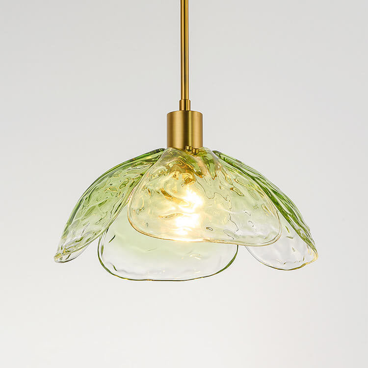 Modern Minimalist Flower-shaped Petal Iron Glass 1-Light Pendant Light For Living Room