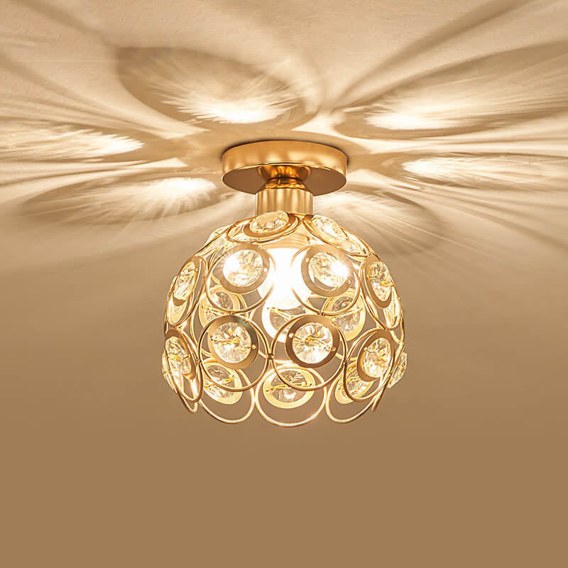 Modern European Crystal 1-light Semi-flush Mount Ceiling Light