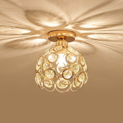 Modern European Crystal 1-light Semi-flush Mount Ceiling Light