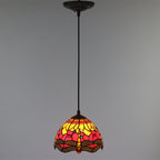 European Tiffany Dragonfly Stained Glass 1-Light Pendant Light