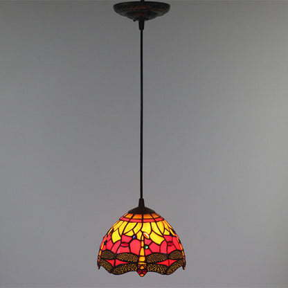 European Tiffany Dragonfly Stained Glass 1-Light Pendant Light