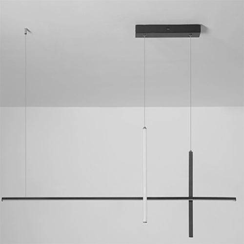 Modern Minimalist LED Linear Chandelier – Black & White, Adjustable Length