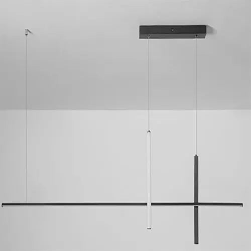 Modern Minimalist LED Linear Chandelier – Black & White, Adjustable Length Lumendat