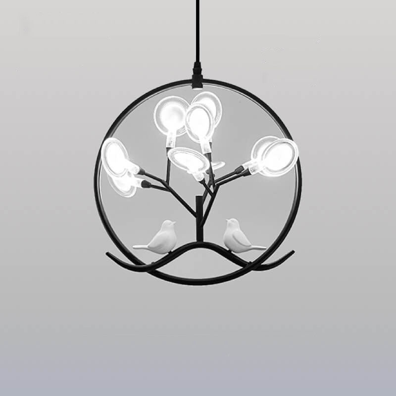 Nordic Metal Circular Bird Branch 9-light Chandelier