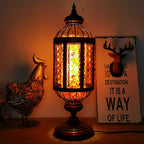 Vintage Turkish Stained Glass Lantern 1-Light Table Lamp Lumendat