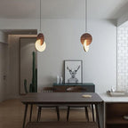 Modern Walnut Solid Wood Round Dish 1-light LED Pendant Light BulbSquare