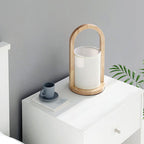 Nordic Fabric Column Solid Wood Portable Design 1-Light Table Lamp Lumendat