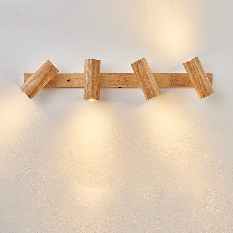 Japanese Minimalist Solid Wood Spotlight Track 1/3/4 Light Flush Mount Ceiling Light Lumendat