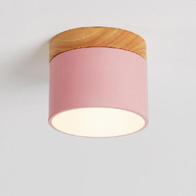 Scandinavian Macaroon Solid Color Log LED Flush Mount Ceiling Light BulbSquare