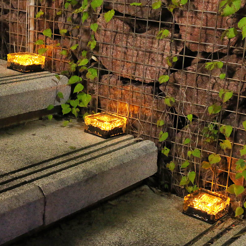 Solar LED Ice Brick Waterproof Glass Ground Light Garden Light Lumendat