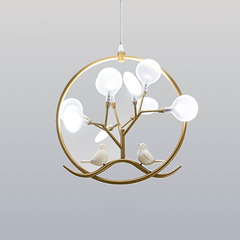 Nordic Metal Circular Bird Branch 9-light Chandelier BulbSquare