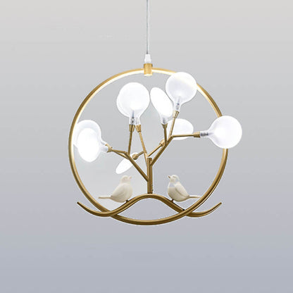 Nordic Metal Circular Bird Branch 9-light Chandelier