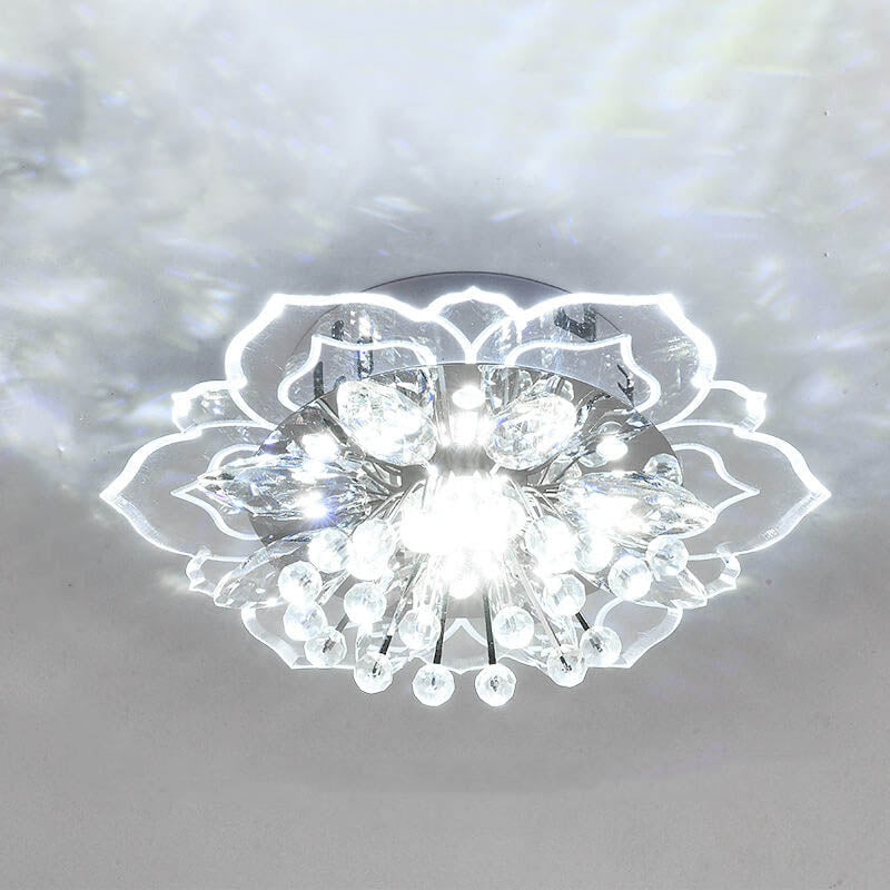 Modern Crystal Flower Shape LED Flush Mount Ceiling Light BulbSquare