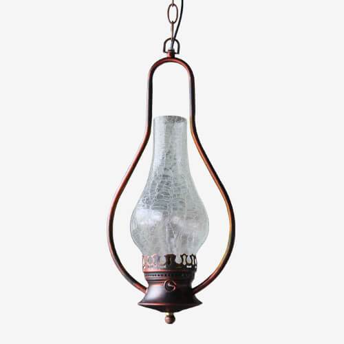 Vintage Kerosene Cracked Glass Shade 1-light Pendant Light BulbSquare