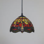 European Tiffany Dragonfly Stained Glass 1-Light Pendant Light