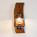 Vintage Kerosene Lamp 1-light Solid Wood Wall Sconce Lamp BulbSquare