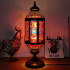 Vintage Turkish Stained Glass Lantern 1-Light Table Lamp Lumendat