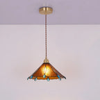Vintage Tiffany Stained Glass Umbrella Shape 1-light Pendant Light BulbSquare