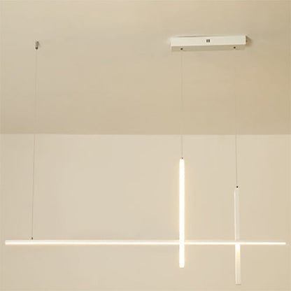 Modern Minimalist LED Linear Chandelier – Black & White, Adjustable Length