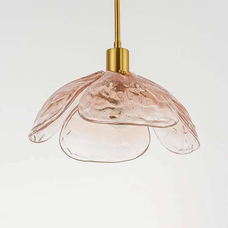 Modern Minimalist Flower-shaped Petal Iron Glass 1-light Pendant Light for Living Room BulbSquare