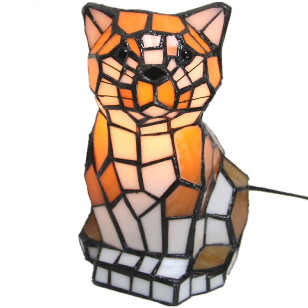 Tiffany Creative Cats /Dogs Stained Glass 1-Light Night Light Table Lamp Lumendat