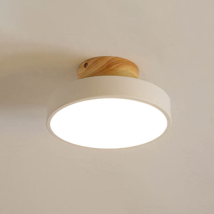 Nordic Wood Round Acrylic LED Semi-Flush Mount Ceiling Light Lumendat
