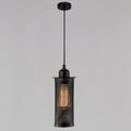 Vintage Wrought Iron Metal Mesh Cylindrical 1-light Pendant Light BulbSquare
