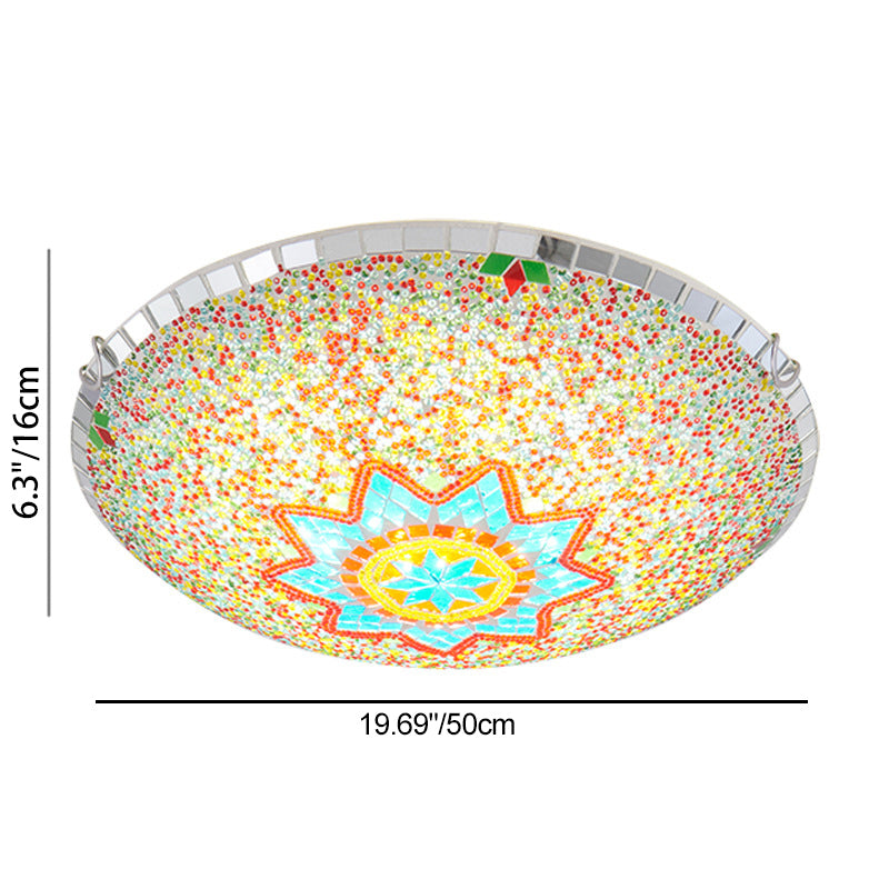 Traditional Tiffany Semicircle Hardware Glass 2/3/4 - Light Flush Mount Ceiling Light For Living Room Lumendat