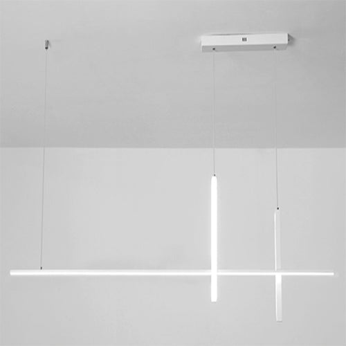 Modern Minimalist LED Linear Chandelier – Black & White, Adjustable Length