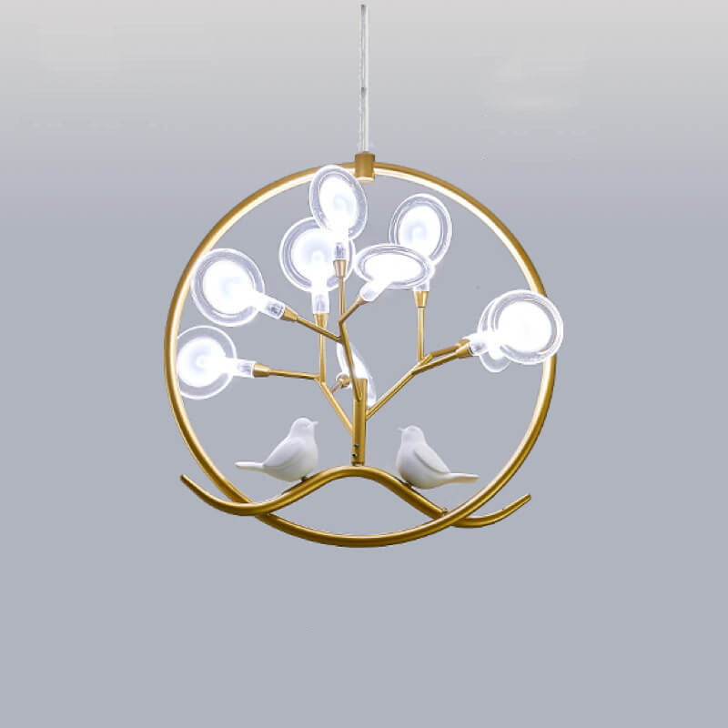 Nordic Metal Circular Bird Branch 9-light Chandelier BulbSquare