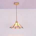Vintage Tiffany Stained Glass Umbrella Shape 1-light Pendant Light BulbSquare