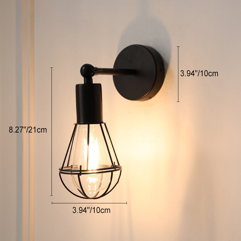 Traditional Vintage Cage Iron 1-Light Wall Sconce Lamp For Living Room Lumendat