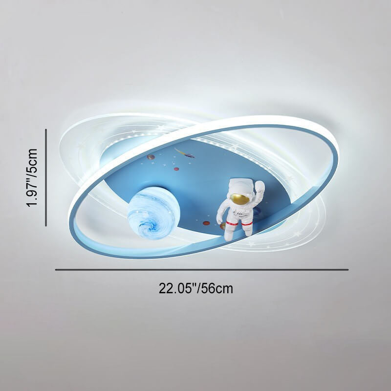 Lumendat Children Creative Cartoon Astronaut Moon Acrylic LED Kids Flush Mount Ceiling Light Lumendat